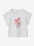 T-shirt voor meisjes met romantisch motief, korte mouwen met ruches ecru+marineblauw+rozen+saliegroen - vertbaudet enfant 