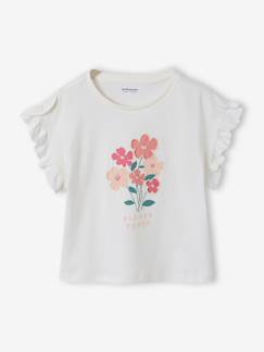 -Tee-shirt fille motif romantique manches courtes à volant