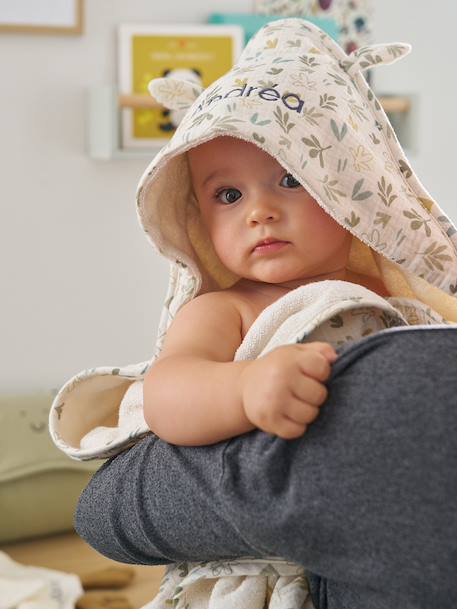Badcape van katoengaas om te personaliseren + washandje BAYOU meerkleurig - vertbaudet enfant 