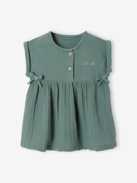 Robe bébé en gaze de coton ocre+vert - vertbaudet enfant 