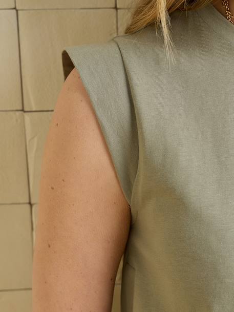 Mouwloze zwangerschaps-t-shirt van biologisch katoen beige+kaki - vertbaudet enfant 