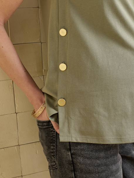 T-shirt grossesse sans manches coton bio beige+kaki - vertbaudet enfant 