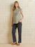 T-shirt grossesse sans manches coton bio beige+kaki - vertbaudet enfant 