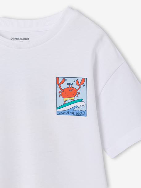 Jongensshirt met motief op de voor- en achterkant hemelsblauw+oceaanblauw+rozenhout+wit - vertbaudet enfant 
