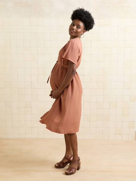 Robe grossesse allaitement fluide terracotta - vertbaudet enfant 