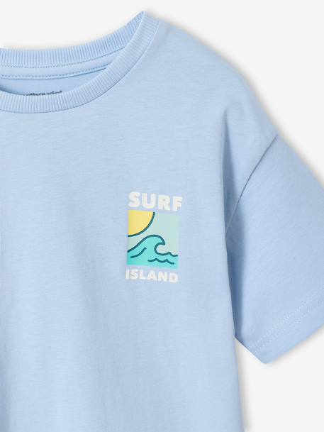 Jongensshirt met motief op de voor- en achterkant hemelsblauw+oceaanblauw+rozenhout+wit - vertbaudet enfant 