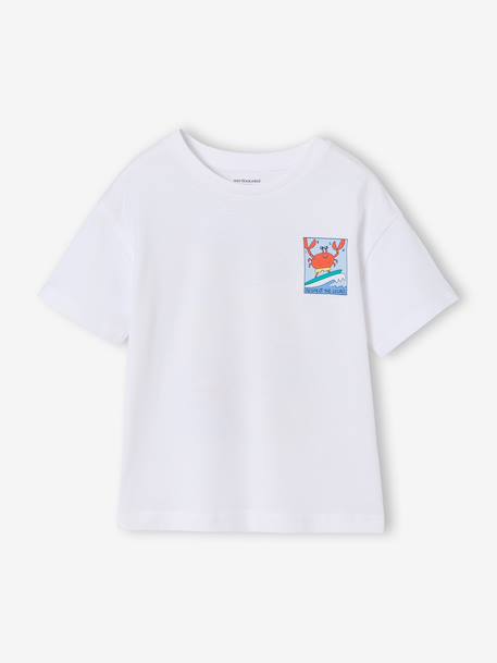 Jongensshirt met motief op de voor- en achterkant hemelsblauw+oceaanblauw+rozenhout+wit - vertbaudet enfant 