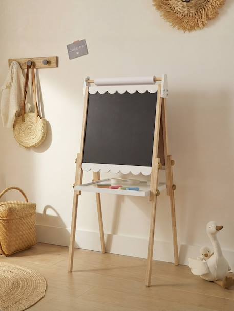 Tableau pliable et réglable en hauteur 3 en 1 en bois FSC® blanc+multicolore+Rose - vertbaudet enfant 