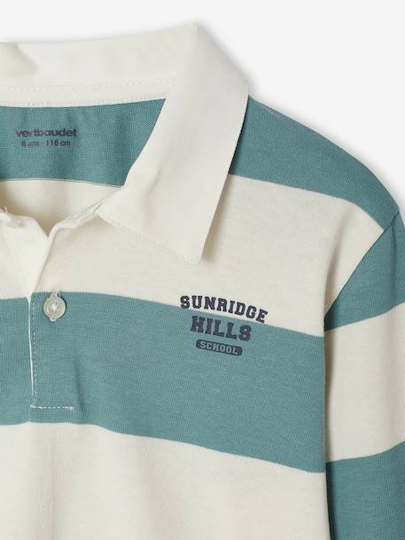 Polo rayé garçon gris chiné+marine+ocre+vert+vert d'eau - vertbaudet enfant 
