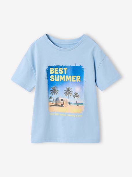 T-shirt met korte mouwen voor jongens hemelsblauw+pecannoot - vertbaudet enfant 