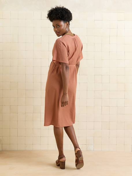Robe grossesse allaitement fluide terracotta - vertbaudet enfant 