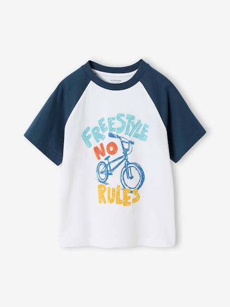 T-shirt met korte mouwen voor jongens oceaanblauw+smaragdgroen - vertbaudet enfant 