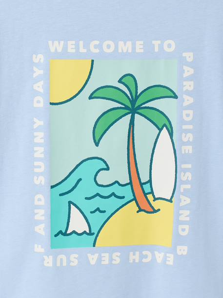 T-shirt garçon motifs devant et dos bleu ciel+bleu océan - vertbaudet enfant 