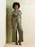Ruime jumpsuit met korte mouwen voor zwangerschap en borstvoeding in lyocell olijf+stone - vertbaudet enfant 
