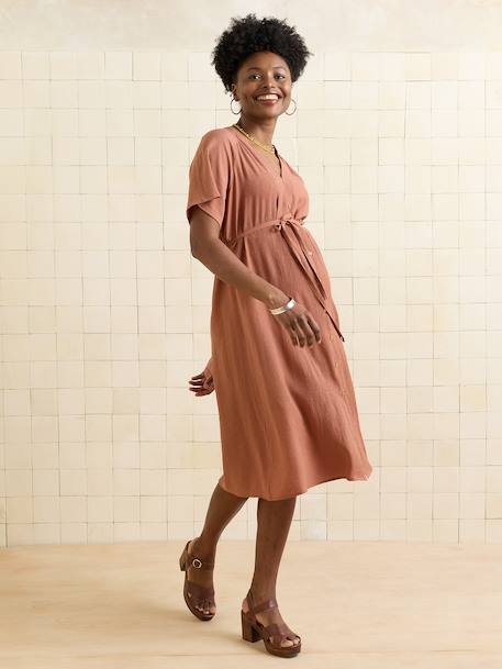 Robe grossesse allaitement fluide terracotta - vertbaudet enfant 