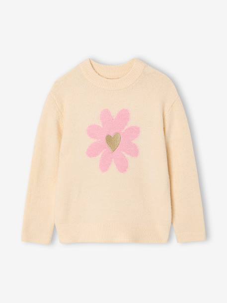 Fille-Pull, gilet, sweat-Pull fleurs