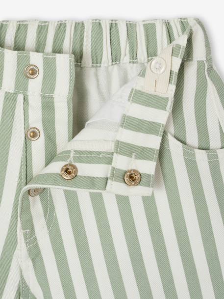 Twill short voor meisjes ecru+saliegroen - vertbaudet enfant 