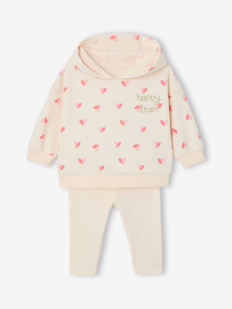 Set met sweater met capuchon en legging ecru - vertbaudet enfant 