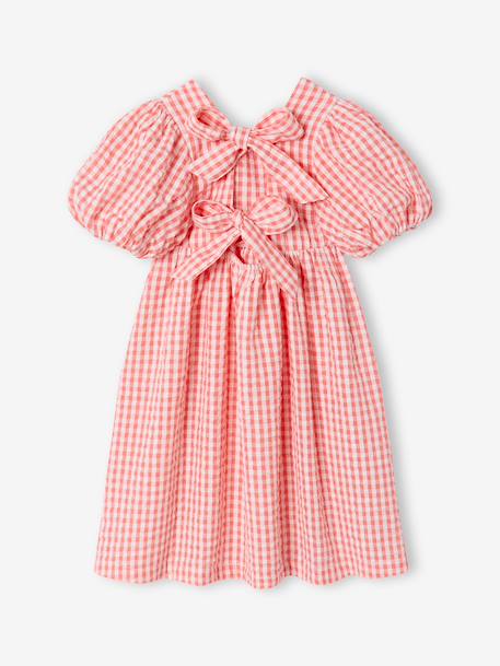 Robe fille Vichy noeuds dos corail - vertbaudet enfant 