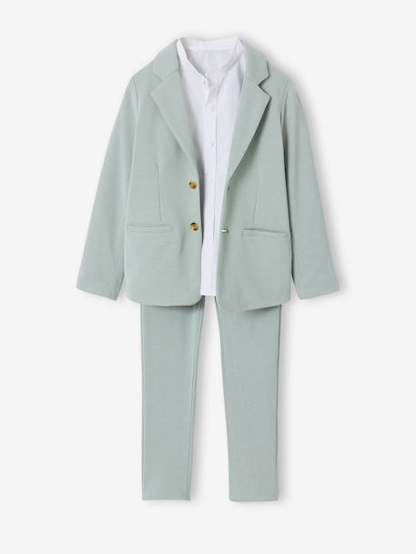 Ensemble céremonie chemise col Mao, veste et pantalon garçon beige+bleu ciel+vert d'eau - vertbaudet enfant 