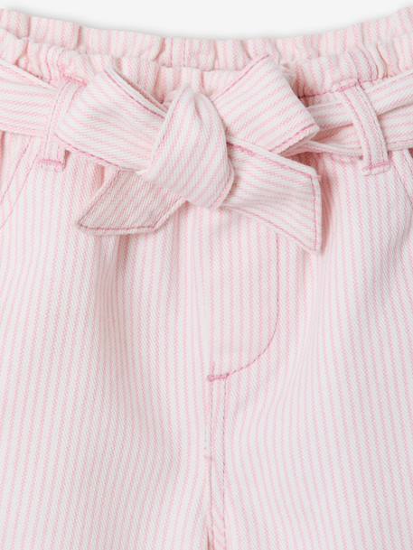 Short fille twill ceinture à nouer rayé bleu+rose+vanille - vertbaudet enfant 