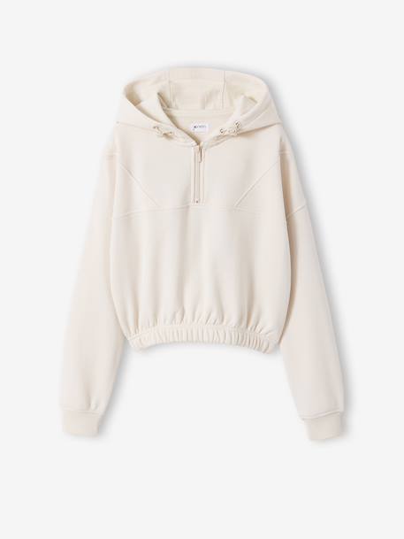 Sweater voor meisjes met capuchon voor sport vanille - vertbaudet enfant 