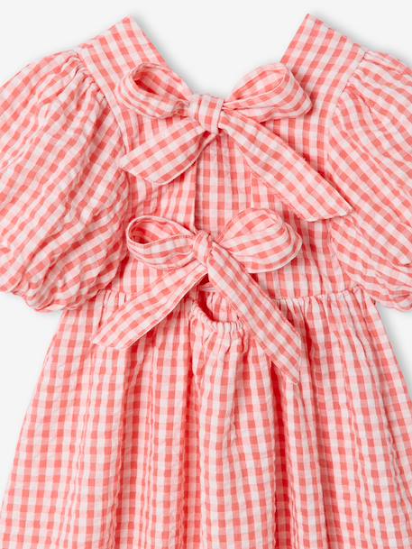 Robe fille Vichy noeuds dos corail - vertbaudet enfant 
