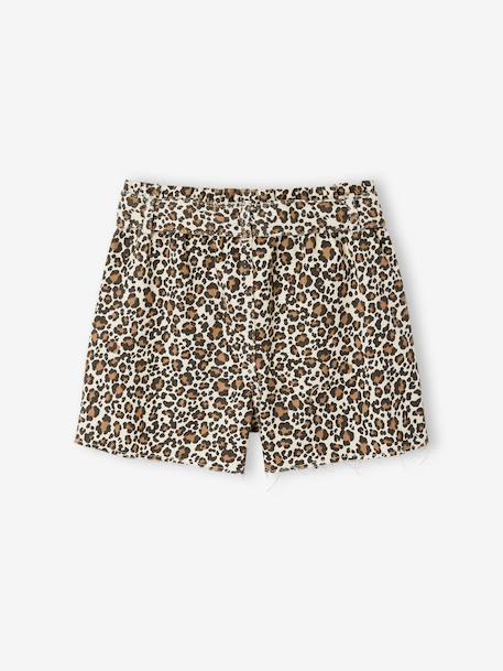 Short fille twill ceinture à nouer rayé bleu+rose+vanille - vertbaudet enfant 