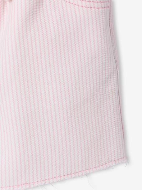 Short fille twill ceinture à nouer rayé bleu+rose+vanille - vertbaudet enfant 