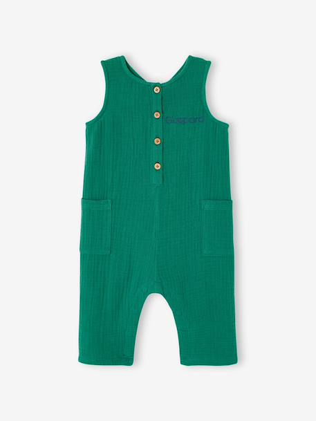 Combinaison longue bébé gaze de coton vert émeraude - vertbaudet enfant 