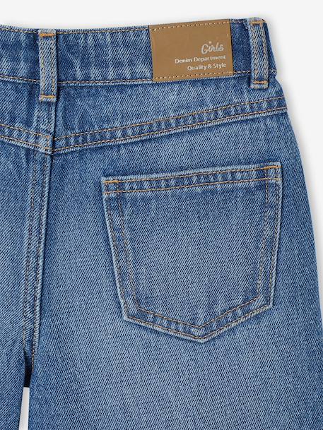 Bermuda fille en jean brodé fleurs bleu clair+bleu moyen - vertbaudet enfant 