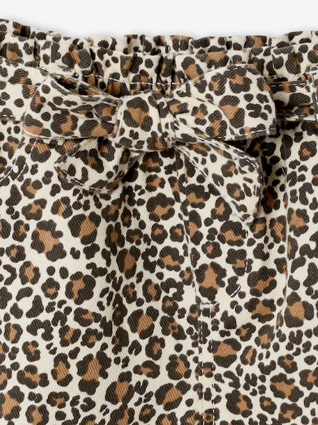 Short voor meisjes van twill met riem om te knopen blauw, gestreept+rozen+vanille - vertbaudet enfant 