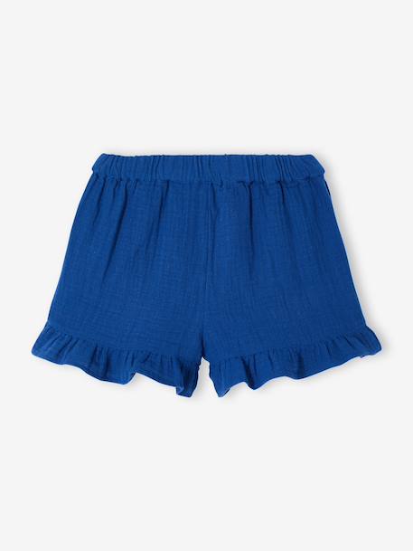 Skort voor meisjes van katoenen gaas felblauw+rood - vertbaudet enfant 