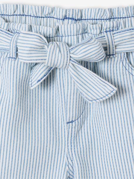 Short fille twill ceinture à nouer rayé bleu+rose+vanille - vertbaudet enfant 