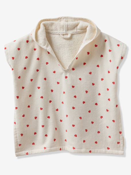Poncho bébé coton recyclé personnalisable MON CŒUR rose imprimé - vertbaudet enfant 