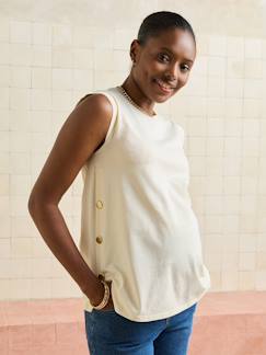 Vêtements de grossesse-T-shirt grossesse sans manches coton bio