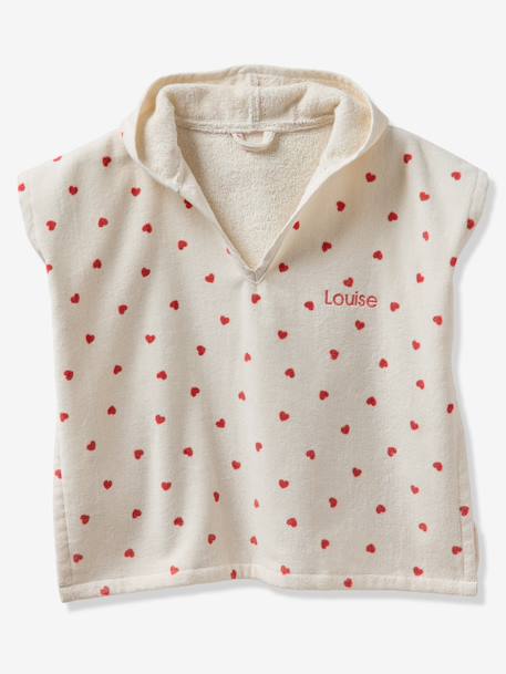 Gepersonaliseerde babyponcho van gerecycled katoen MON CÂ¼UR roze, bedrukt - vertbaudet enfant 