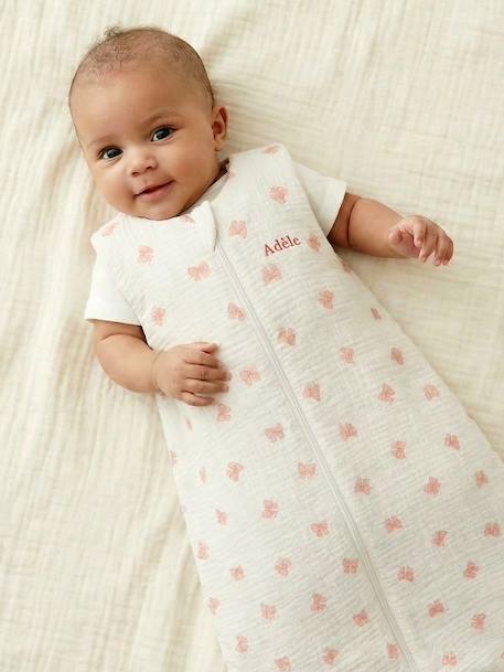 Gigoteuse été ouverture centrale personnalisable gaze de coton NOEUDS blanc imprimé - vertbaudet enfant 