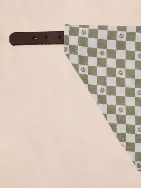 Bandanaslabbetje hond katoen beige, geruit+bruin, bedrukt+wit, bedrukt - vertbaudet enfant 