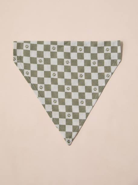 Bandana chien coton blanc imprimé+carreaux beige+marron imprimé - vertbaudet enfant 