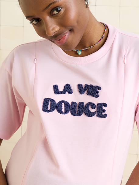 T-shirt manches courtes allaitement coton bio rose - vertbaudet enfant 