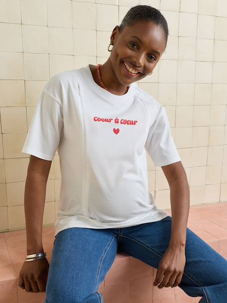 T-shirt manches courtes allaitement blanc - vertbaudet enfant 