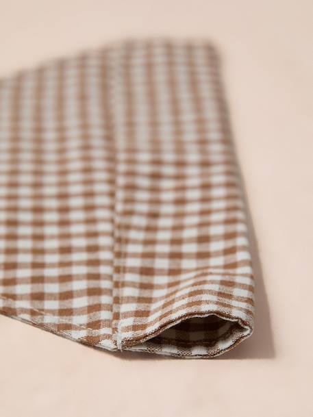 Bandana chien coton blanc imprimé+carreaux beige+marron imprimé - vertbaudet enfant 