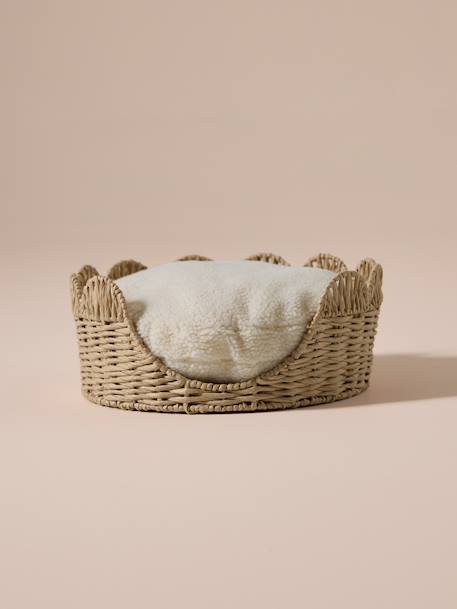 Panier animal feston avec coussin sherpa beige - vertbaudet enfant 