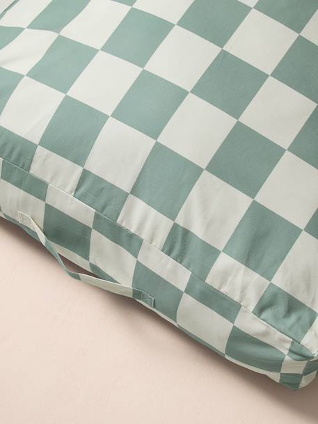 Housse matelas coton rectangle carreaux bleu+rayé blanc - vertbaudet enfant 