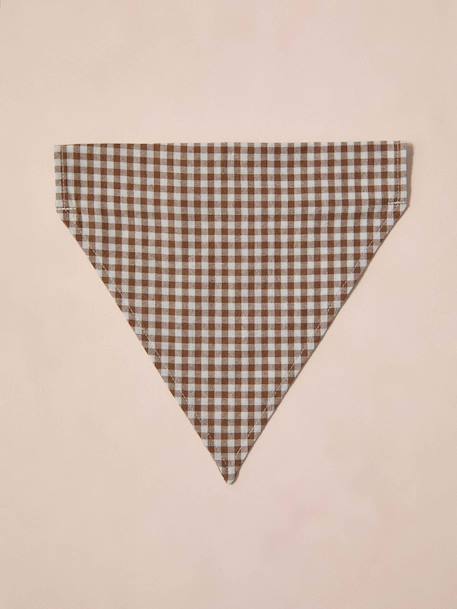Bandana chien coton blanc imprimé+carreaux beige+marron imprimé - vertbaudet enfant 