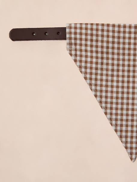 Bandana chien coton blanc imprimé+carreaux beige+marron imprimé - vertbaudet enfant 
