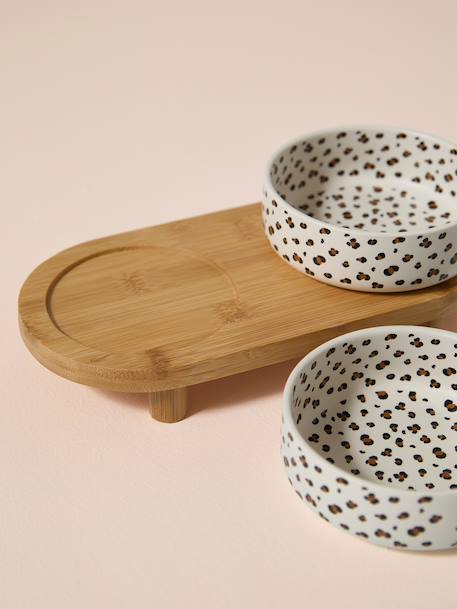 Lot 2 gamelles céramique avec support blanc imprimé - vertbaudet enfant 
