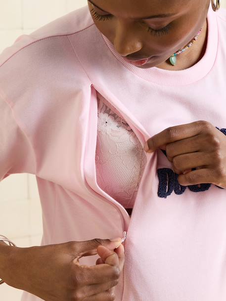 T-shirt manches courtes allaitement coton bio rose - vertbaudet enfant 