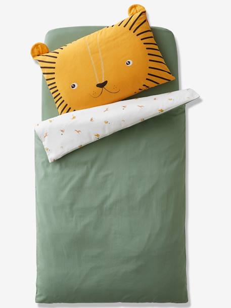 Dekbed baby Mon petit lion Ivoor met print / groen - vertbaudet enfant 